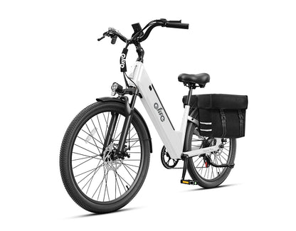 Cityone Plus Step-Thru Electric Commuter Bike, With Pannier Bag, White