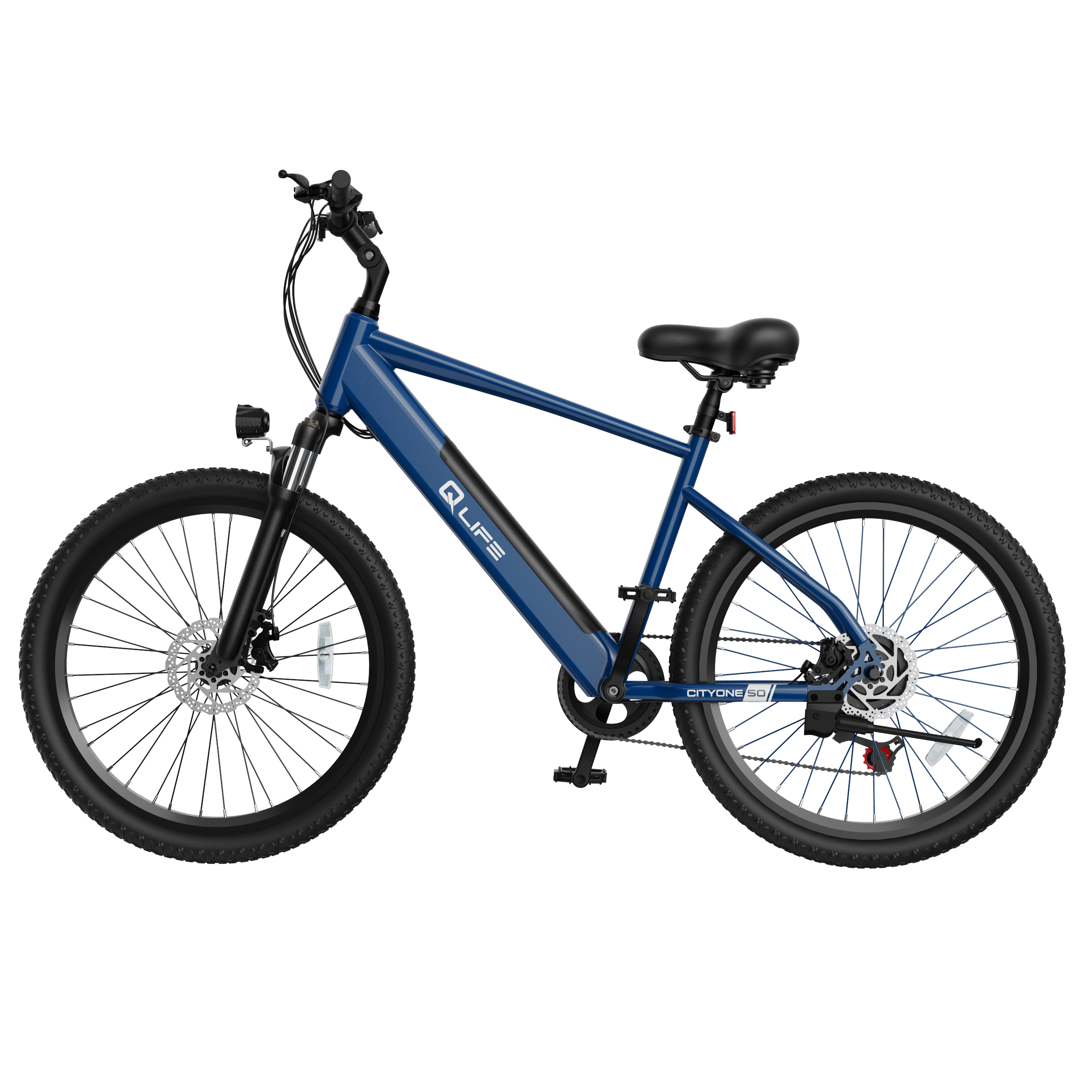Cityone Step Over 2.0 Electric Mountain Bike, Updated Frame, Blue