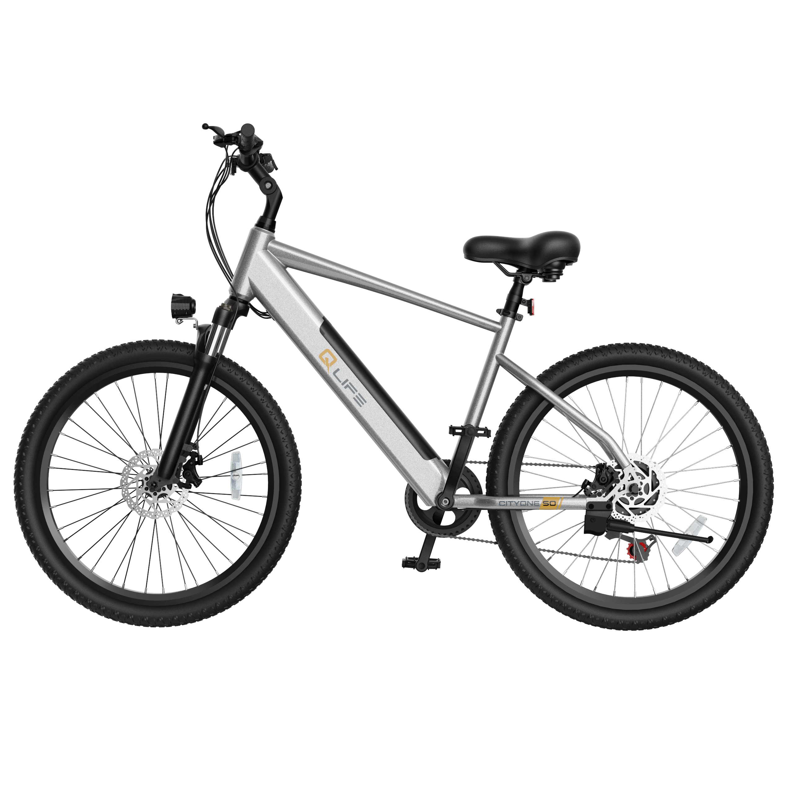 Cityone Step Over 2.0 Electric Mountain Bike, Updated Frame, Silver