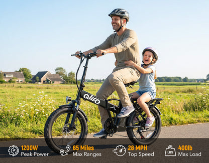 Hunter All-Terrain Folding Electric Bike for Adults, Standard, 65 Miles