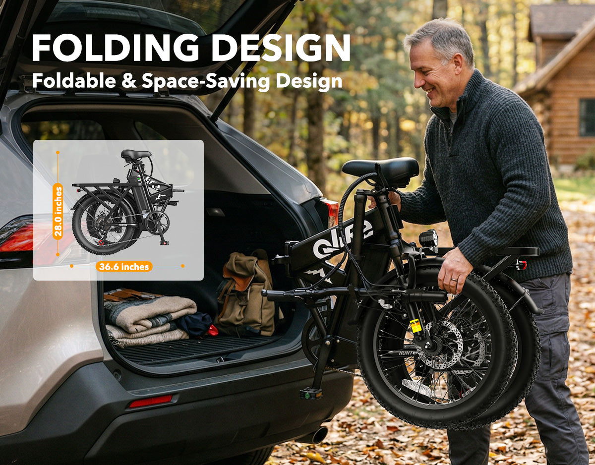 Hunter All-Terrain Folding Electric Bike for Adults, Standard, Folding Design