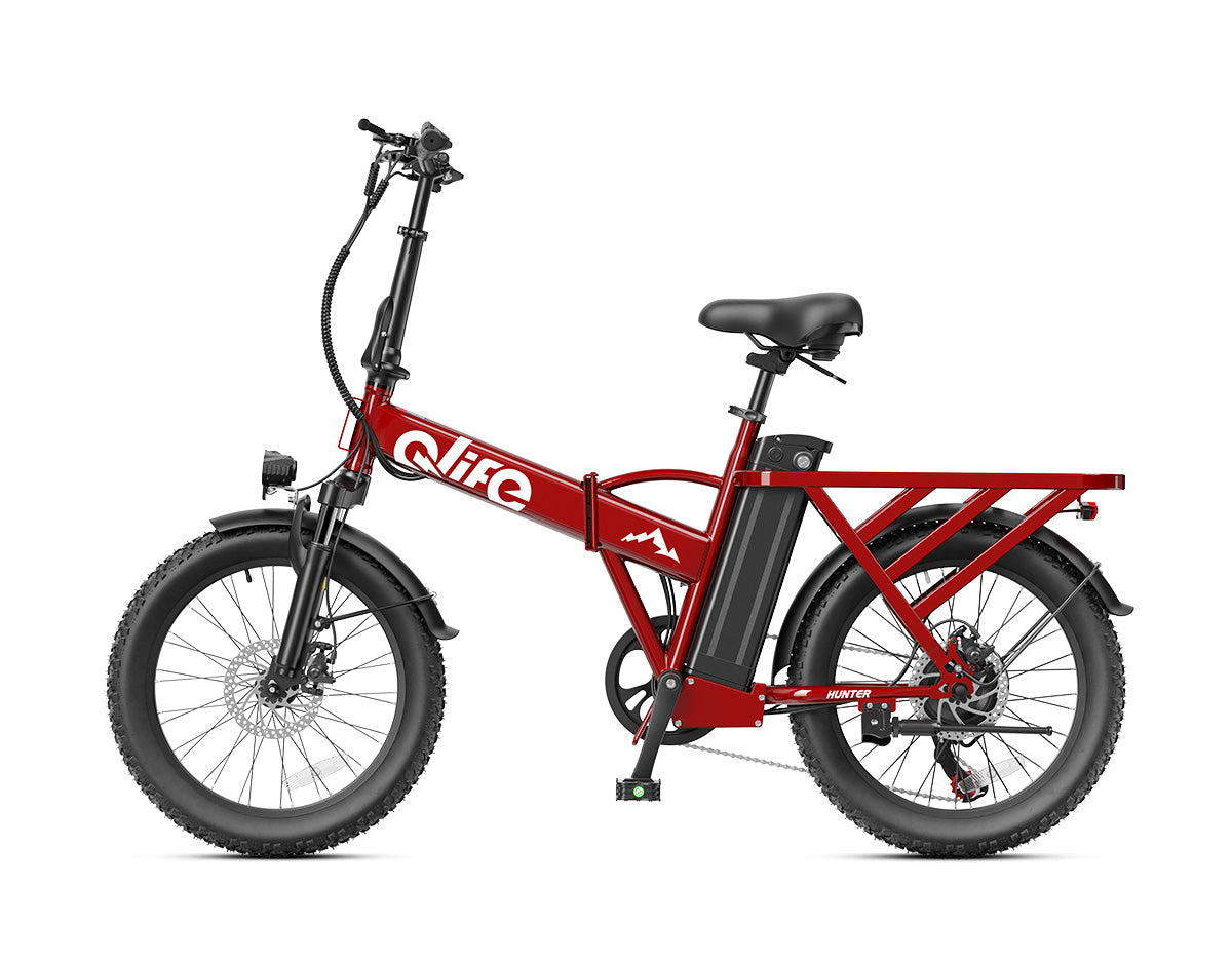Hunter All-Terrain Folding Electric Bike for Adults, Standard, Red