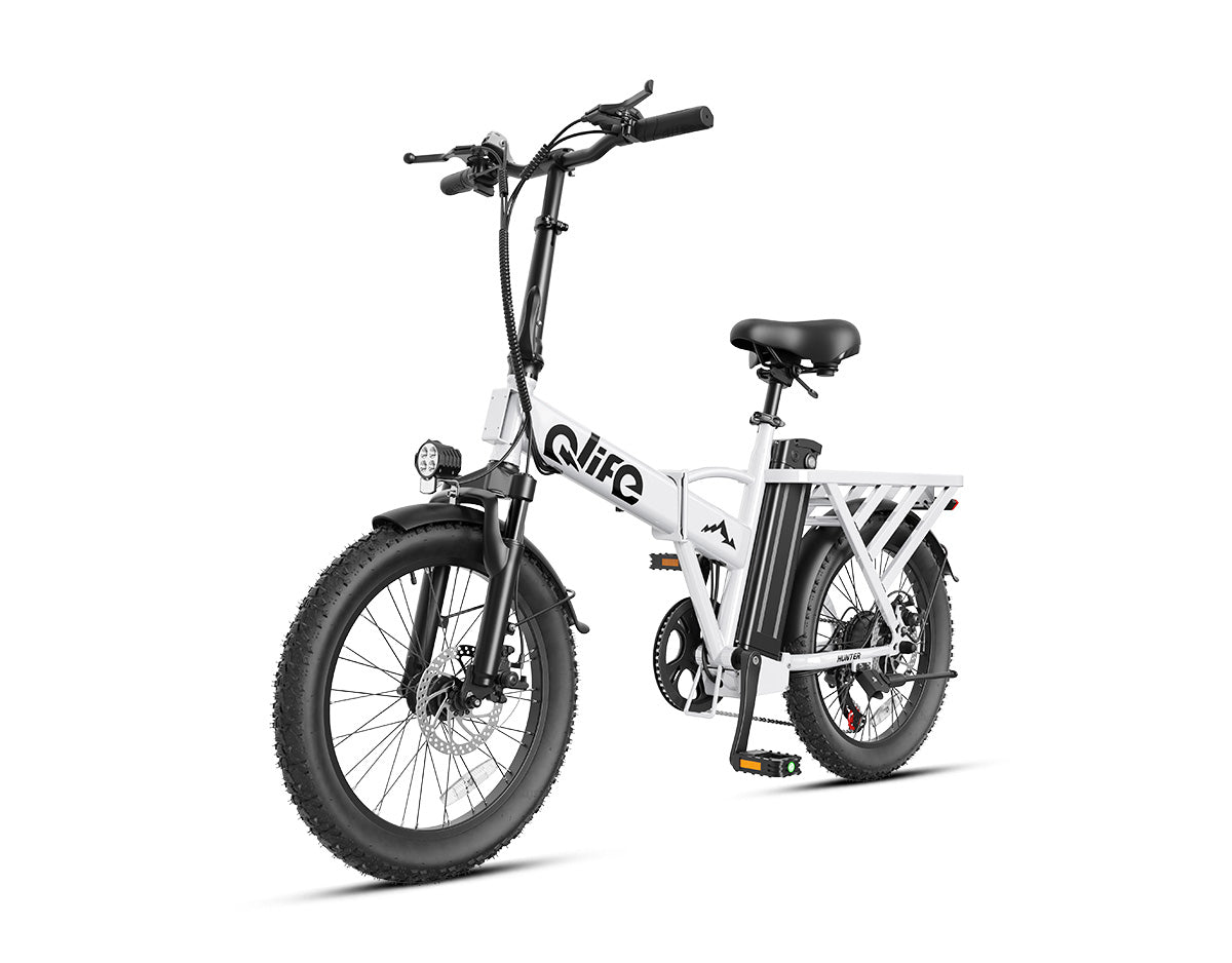 Hunter All-Terrain Folding Electric Bike for Adults, Standard, White 2