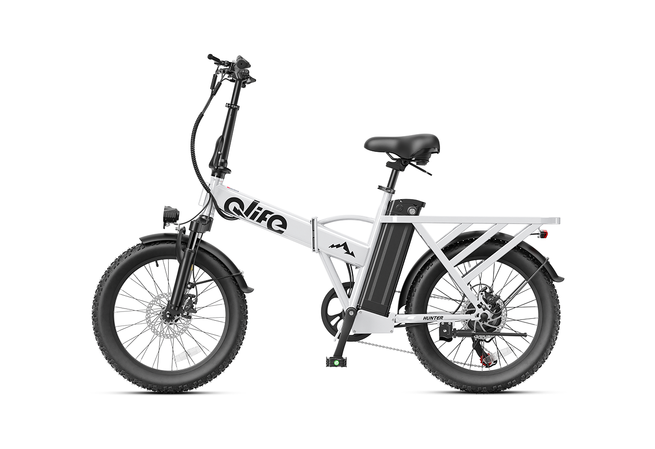 Hunter All-Terrain Folding Electric Bike for Adults, Standard, White 6