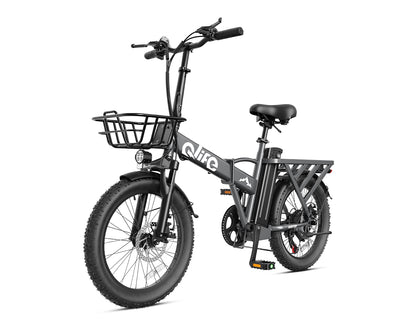 Hunter All-Terrain Folding Electric Bike for Adults, With Front Bike Basket, Grey