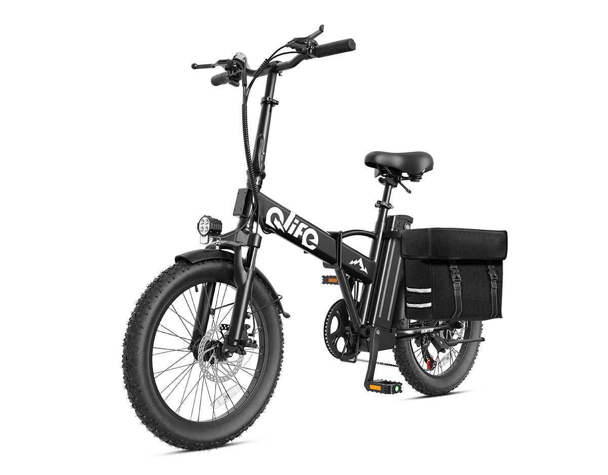Hunter All-Terrain Folding Electric Bike for Adults, With Pannier Bag, Black 2
