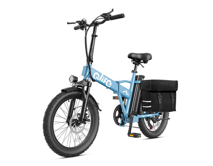 Hunter All-Terrain Folding Electric Bike for Adults, With Pannier Bag, Blue