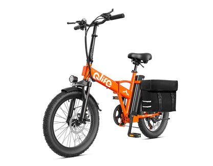 Hunter All-Terrain Folding Electric Bike for Adults, With Pannier Bag, Orange 2