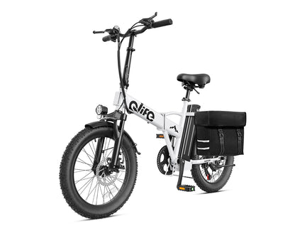 Hunter All-Terrain Folding Electric Bike for Adults, With Pannier Bag, White 2