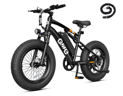 Racer 20x4.0'' Fat Tire 2.0 Electric Bike, With Cable Lock, Black