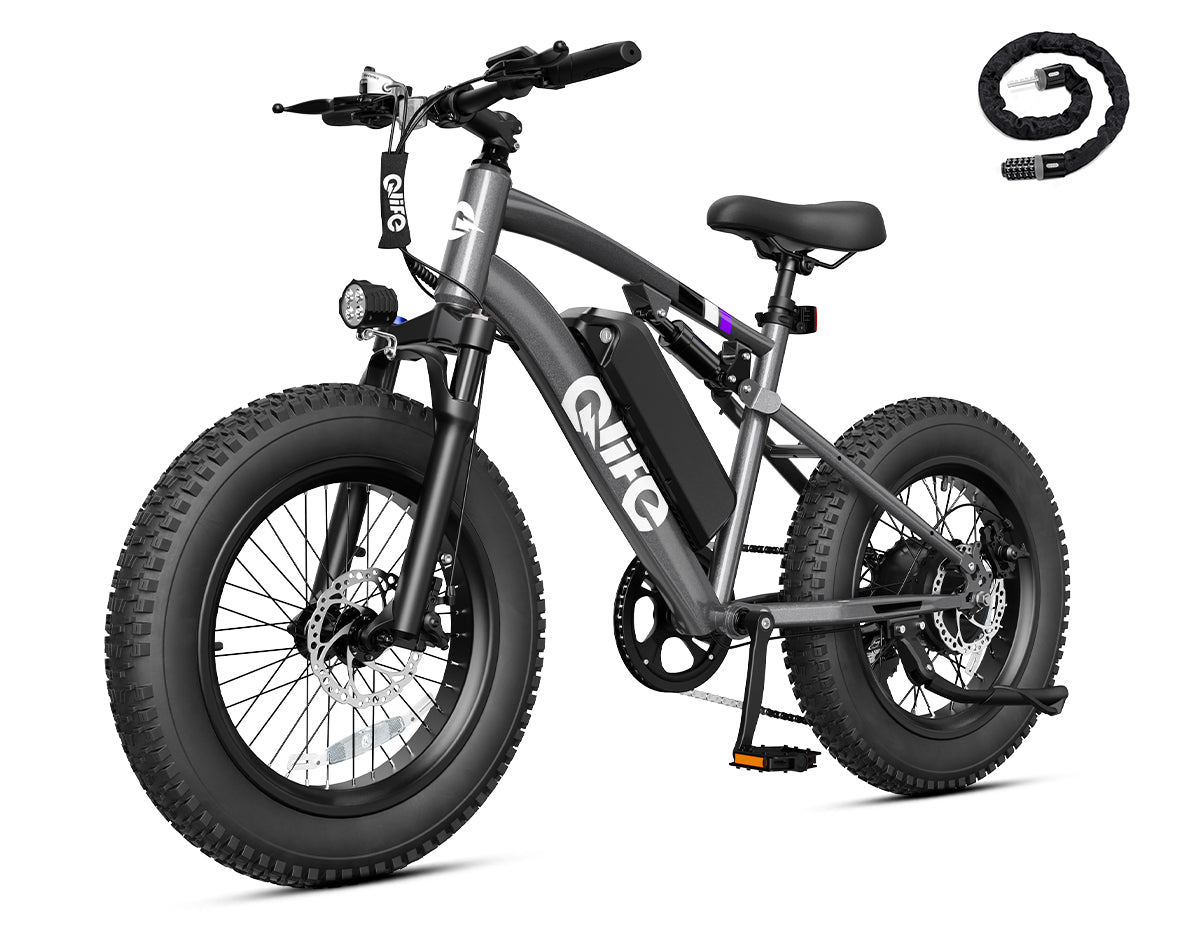 Racer 20x4.0'' Fat Tire 2.0 Electric Bike, With Cable Lock, Gray