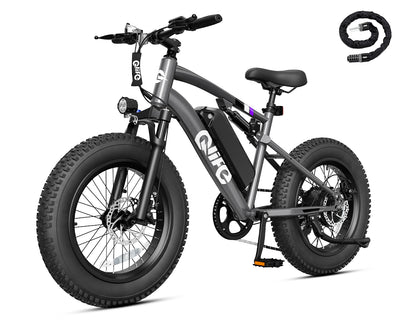 Racer 20x4.0'' Fat Tire 2.0 Electric Bike, With Cable Lock, Gray