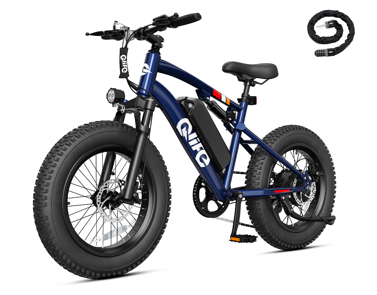 Racer 20x4.0'' Fat Tire 2.0 Electric Bike, With Cable Lock, Navy