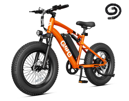 Racer 20x4.0'' Fat Tire 2.0 Electric Bike, With Cable Lock, Orange