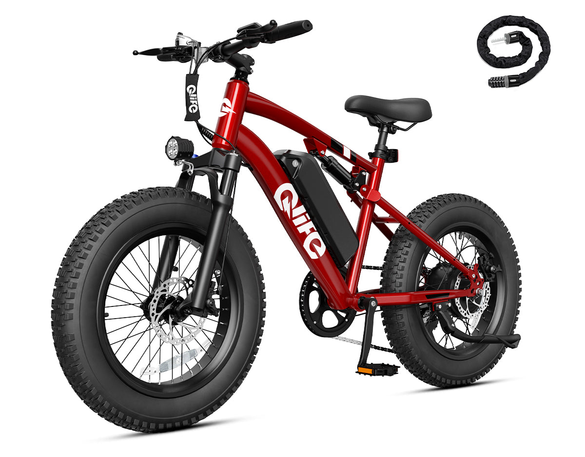 Racer 20x4.0'' Fat Tire 2.0 Electric Bike, With Cable Lock, Red
