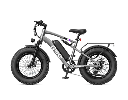Racer 20x4.0'' Fat Tire 2.0 Electric Bike, With Fenders & Rear Rack, Gray