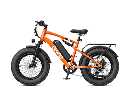 Racer 20x4.0'' Fat Tire 2.0 Electric Bike, With Fenders & Rear Rack, Orange 