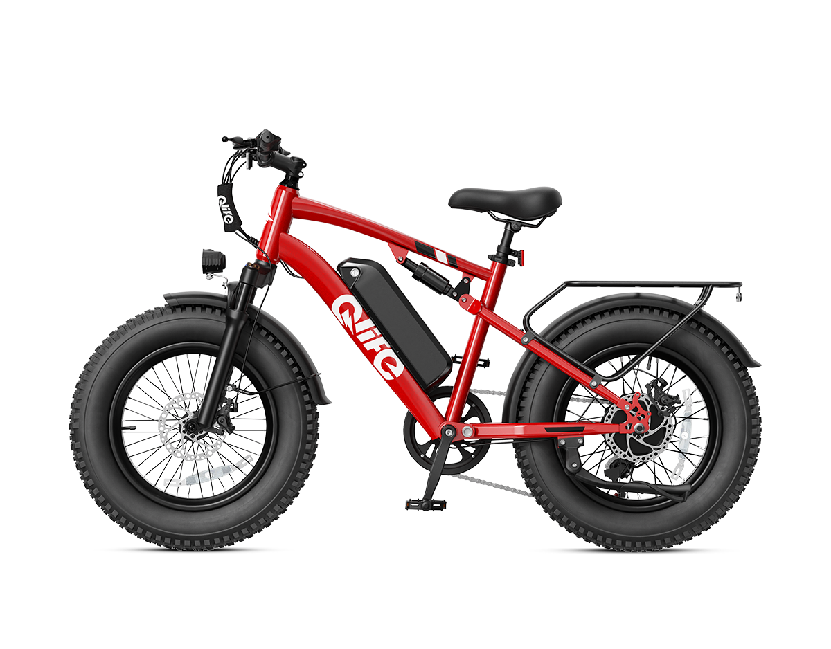 Racer 20x4.0'' Fat Tire 2.0 Electric Bike, With Fenders & Rear Rack, Red