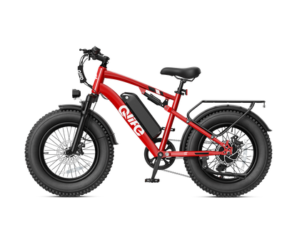 Racer 20x4.0'' Fat Tire 2.0 Electric Bike, With Fenders & Rear Rack, Red
