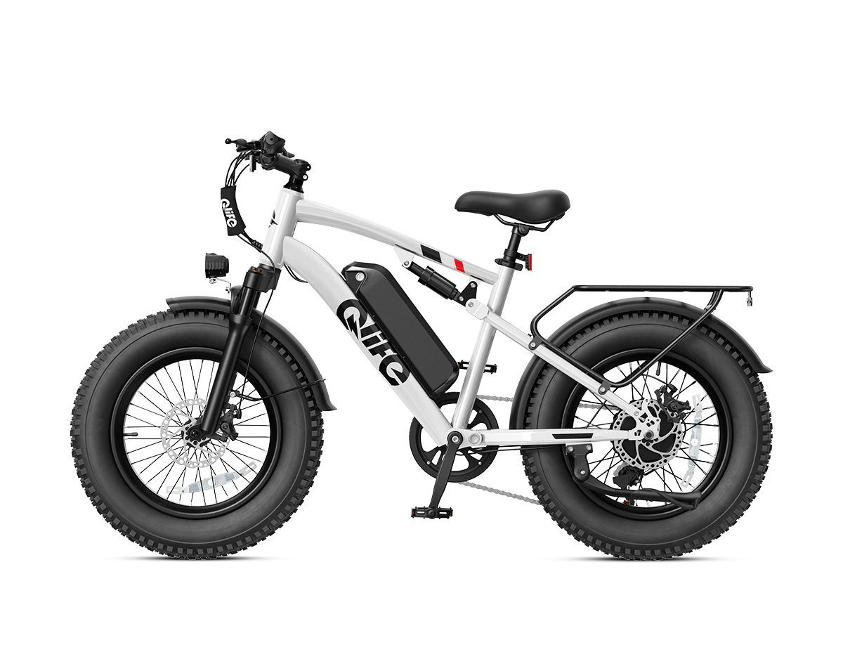 Racer 20x4.0'' Fat Tire 2.0 Electric Bike, With Fenders & Rear Rack, White