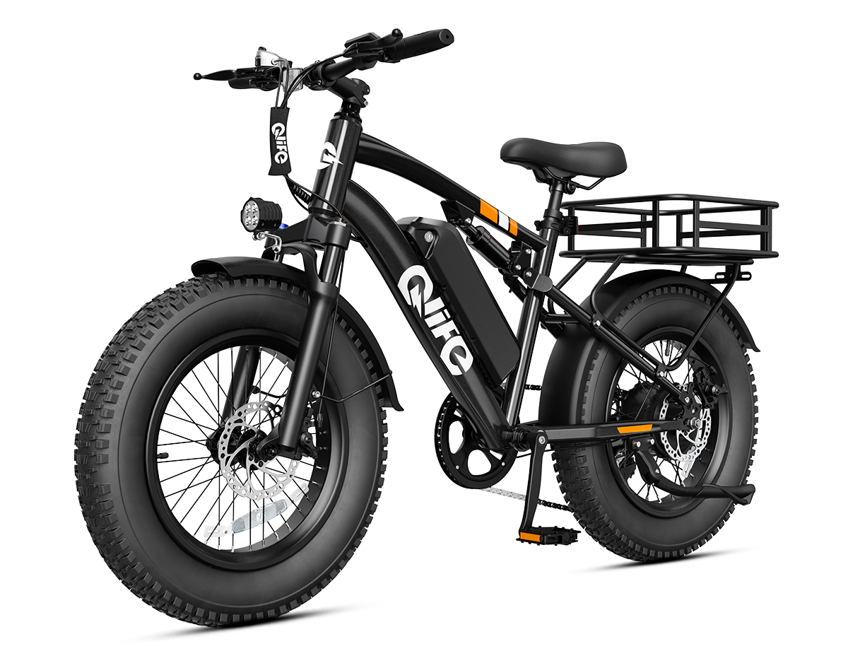 Racer 20x4.0'' Fat Tire 2.0 Electric Bike, With Rear Bike Basket, Black