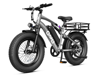 Racer 20x4.0'' Fat Tire 2.0 Electric Bike, With Rear Bike Basket, Gray
