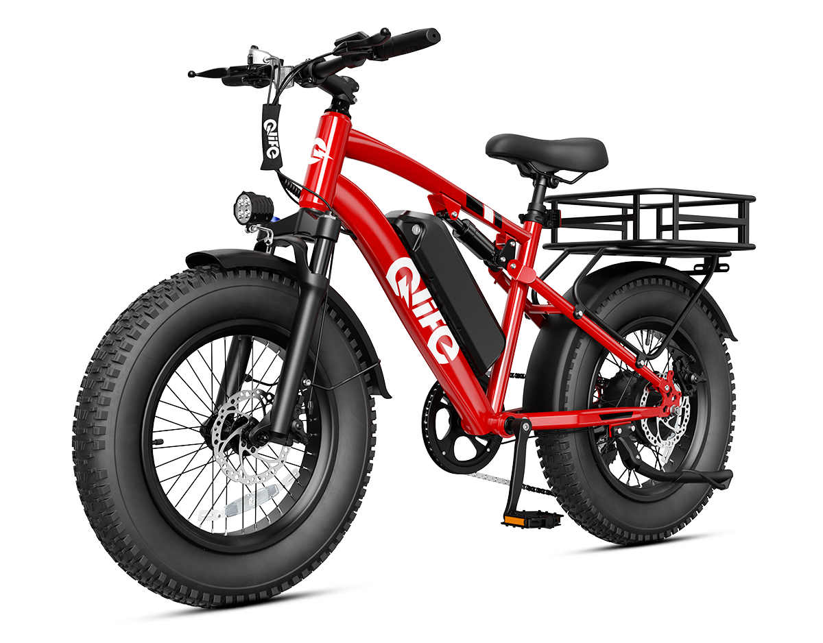 Racer 20x4.0'' Fat Tire 2.0 Electric Bike, With Rear Bike Basket, Red