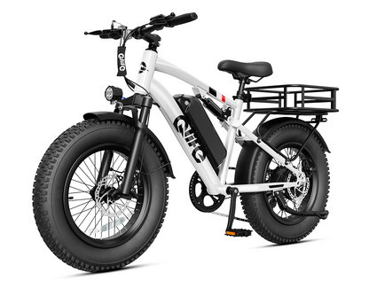 Racer 20x4.0'' Fat Tire 2.0 Electric Bike, With Rear Bike Basket, White
