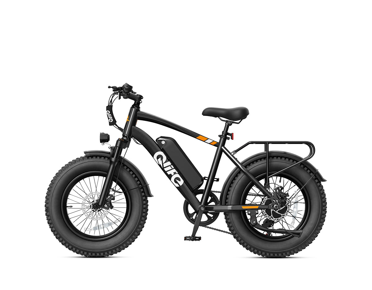 Racer 20x4.0'' Fat Tire Electric Bike For Adults, With Fenders & Rear Rack, Black