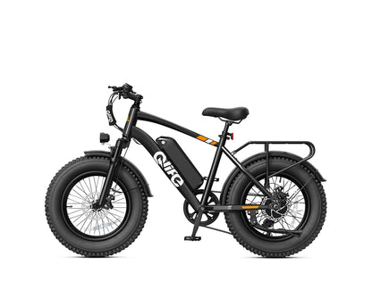 Racer 20x4.0'' Fat Tire Electric Bike For Adults, With Fenders & Rear Rack, Black