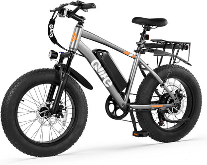 Racer 20x4.0'' Fat Tire Electric Bike For Adults, With Fenders & Rear Rack, Gray 3