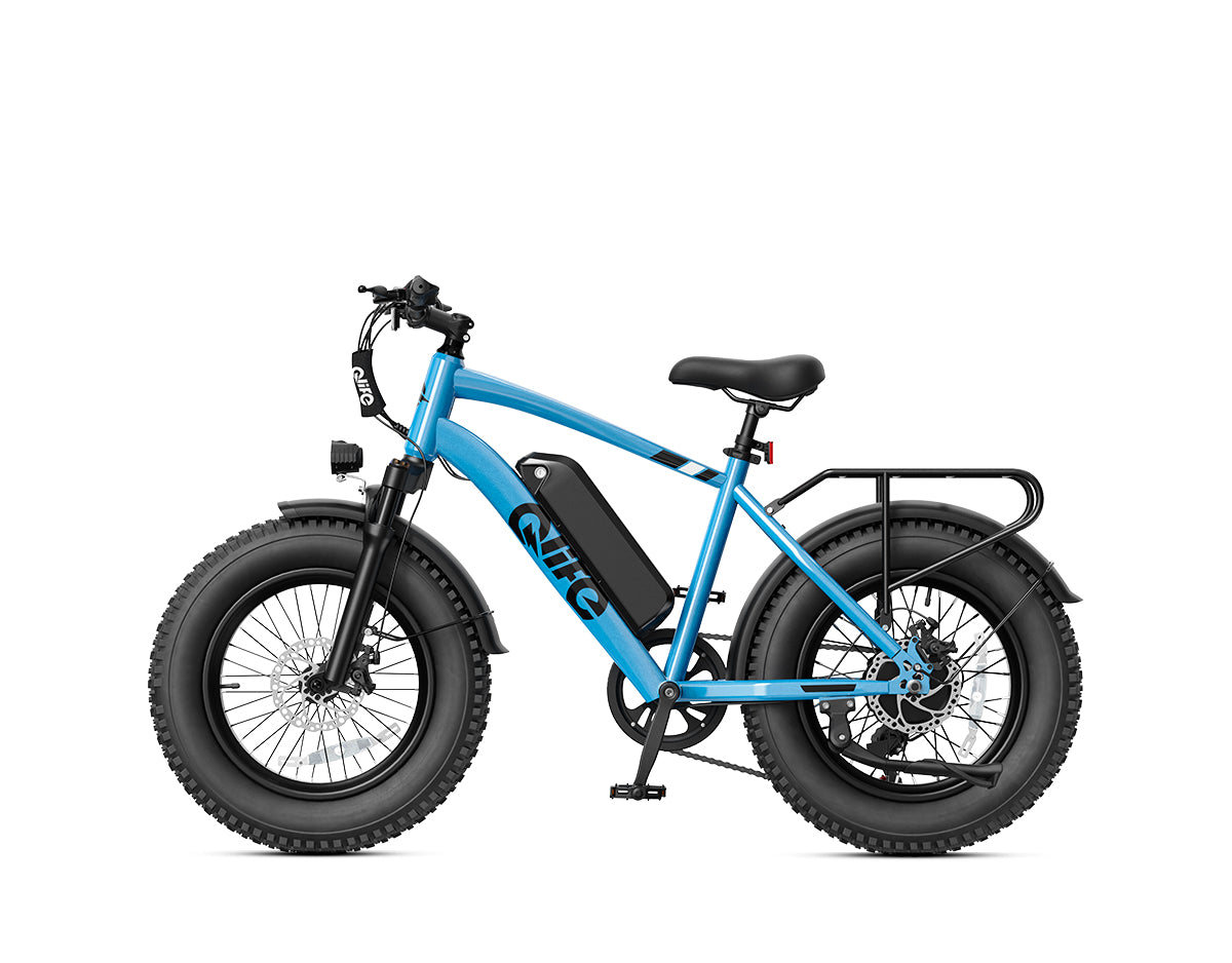 Racer 20x4.0'' Fat Tire Electric Bike For Adults, With Fenders & Rear Rack, Light Blue