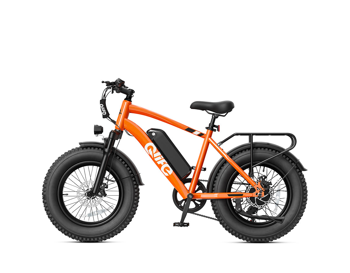 Racer 20x4.0'' Fat Tire Electric Bike For Adults, With Fenders & Rear Rack, Orange