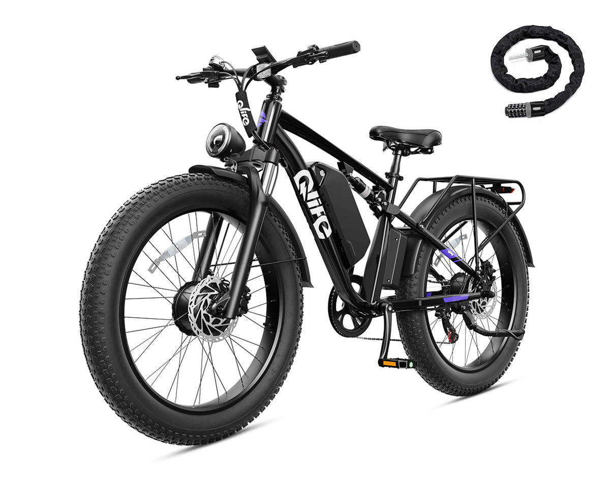 Racer Max Dual Motor 26x4.0'' Fat Tire Electric Bike for Adults, With Cable Lock, Black
