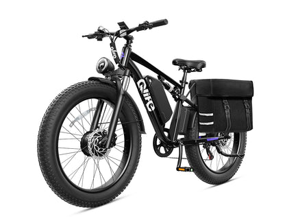 Racer Max Dual Motor 26x4.0'' Fat Tire Electric Bike for Adults, With Pannier Bag, Black