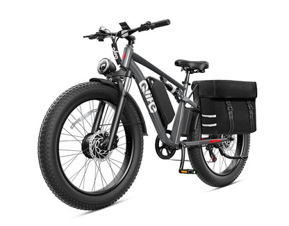 Racer Max Dual Motor 26x4.0'' Fat Tire Electric Bike for Adults, With Pannier Bag, Gray 2