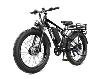 Racer Max Dual Motor 26x4.0'' Fat Tire Electric Bike for Adults, With Rear Bike Basket, Black