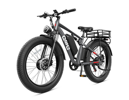 Racer Max Dual Motor 26x4.0'' Fat Tire Electric Bike for Adults, With Rear Bike Basket, Gray