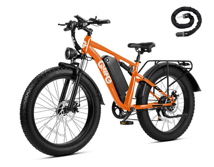 Racer Plus 26x4.0'' Fat Tire 2.0 Electric Bike For Adults, With Cable Lock, Orange
