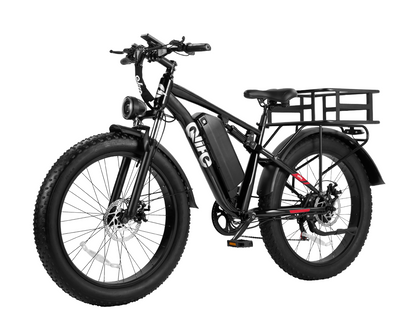 Racer Plus 26x4.0'' Fat Tire 2.0 Electric Bike For Adults, With Rear Bike Basket, Black