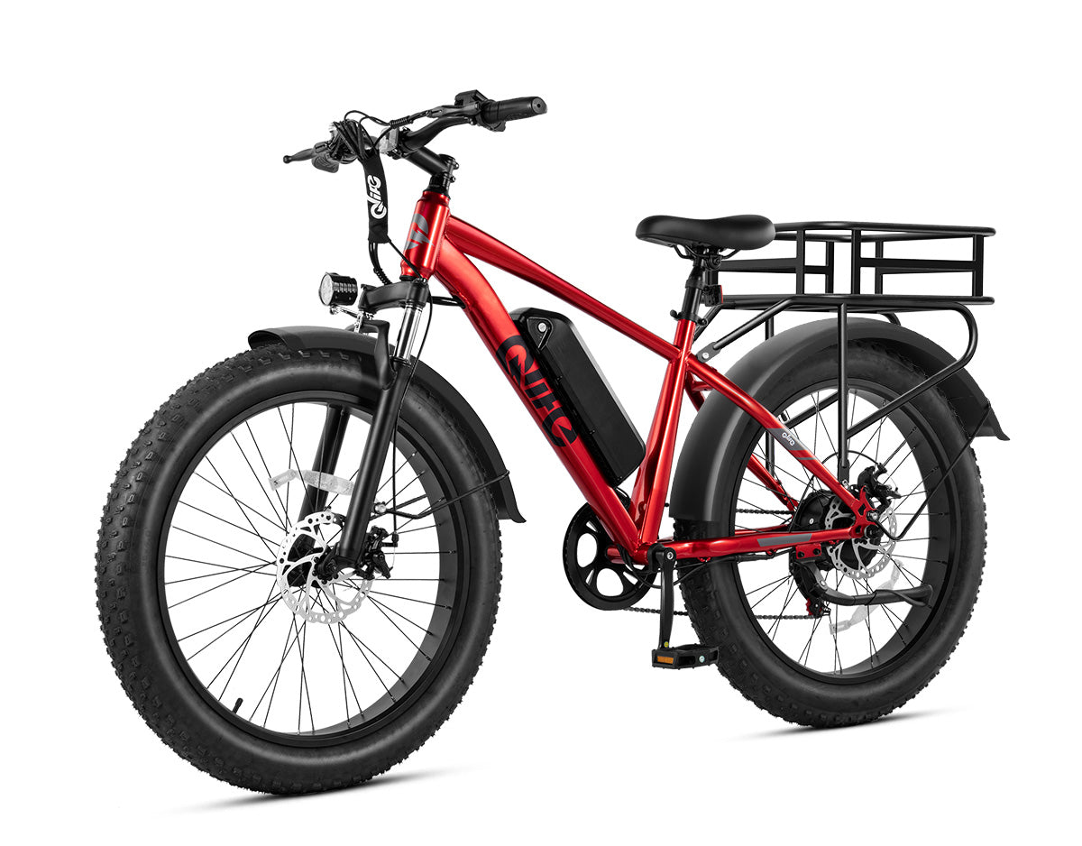 Racer Plus 26x4.0'' Fat Tire Electric Bike For Adults, With Rear Bike Basket, Red 3