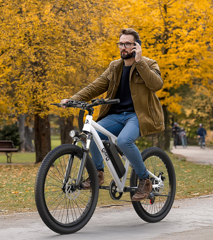 Racer Ultra Step-Over Full-Suspension Mountain eBike for Adults, Lifestyle 2