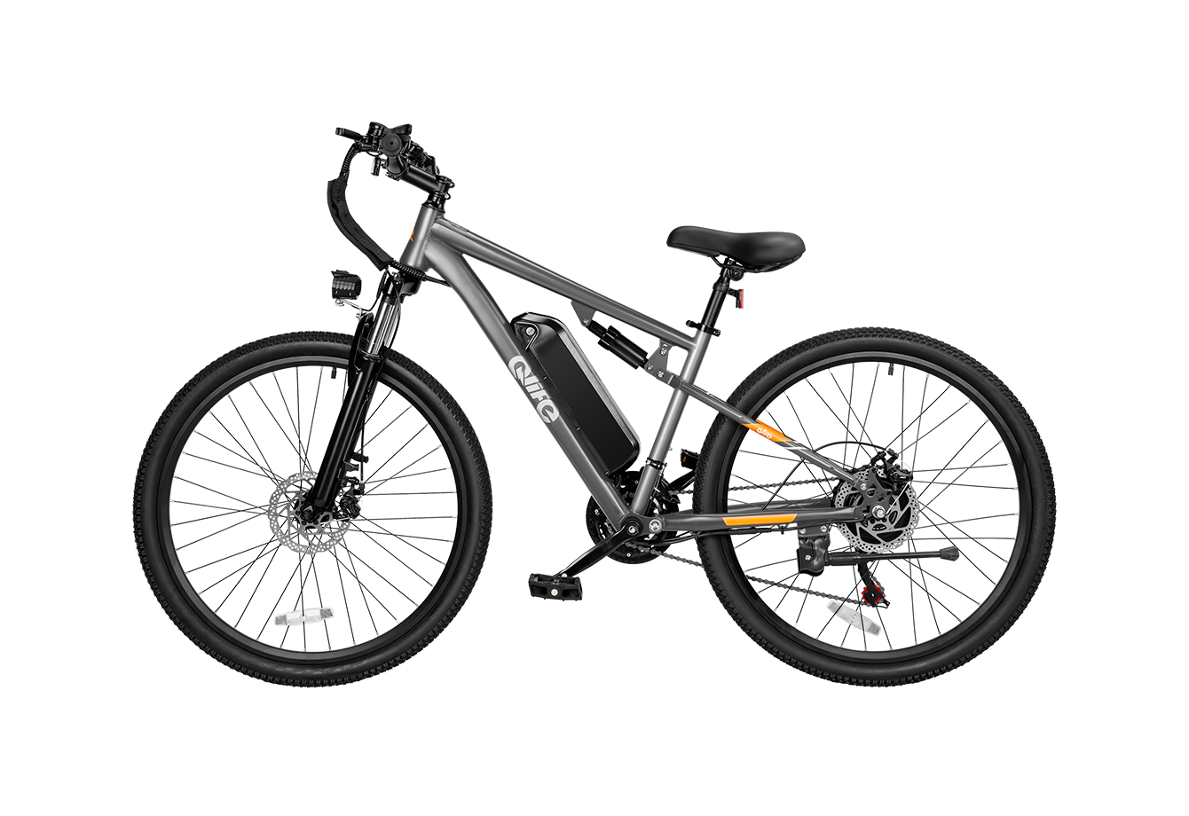 Racer Ultra Step-Over Full-Suspension Mountain eBike for Adults, Standard, Grey 6