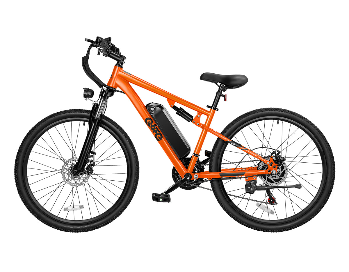 Racer Ultra Step-Over Full-Suspension Mountain eBike for Adults, Standard, Orange