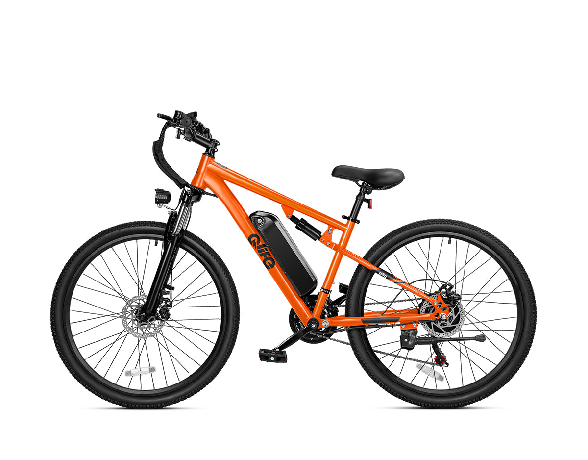 Racer Ultra Step-Over Full-Suspension Mountain eBike for Adults, Standard, Orange 3
