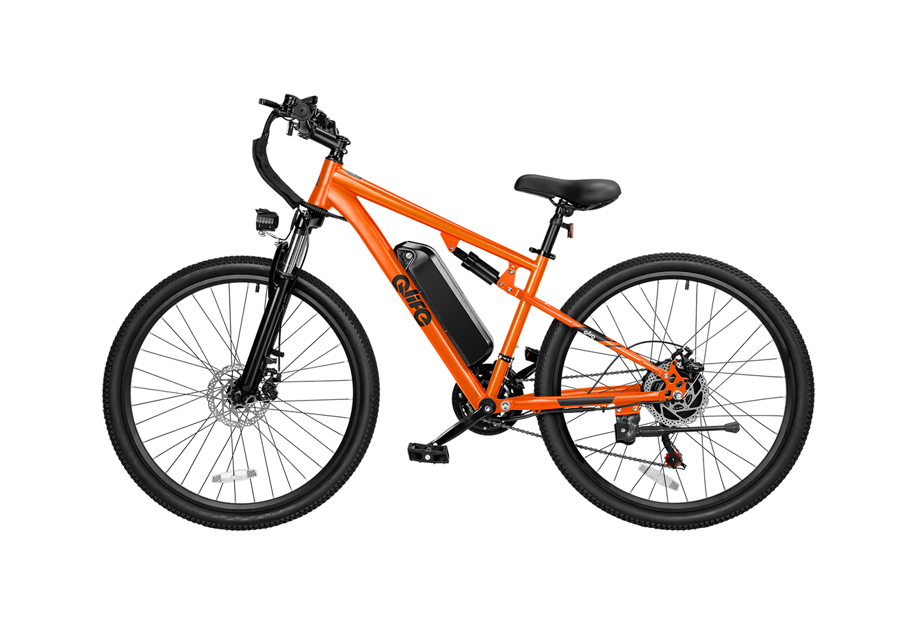 Racer Ultra Step-Over Full-Suspension Mountain eBike for Adults, Standard, Orange 6