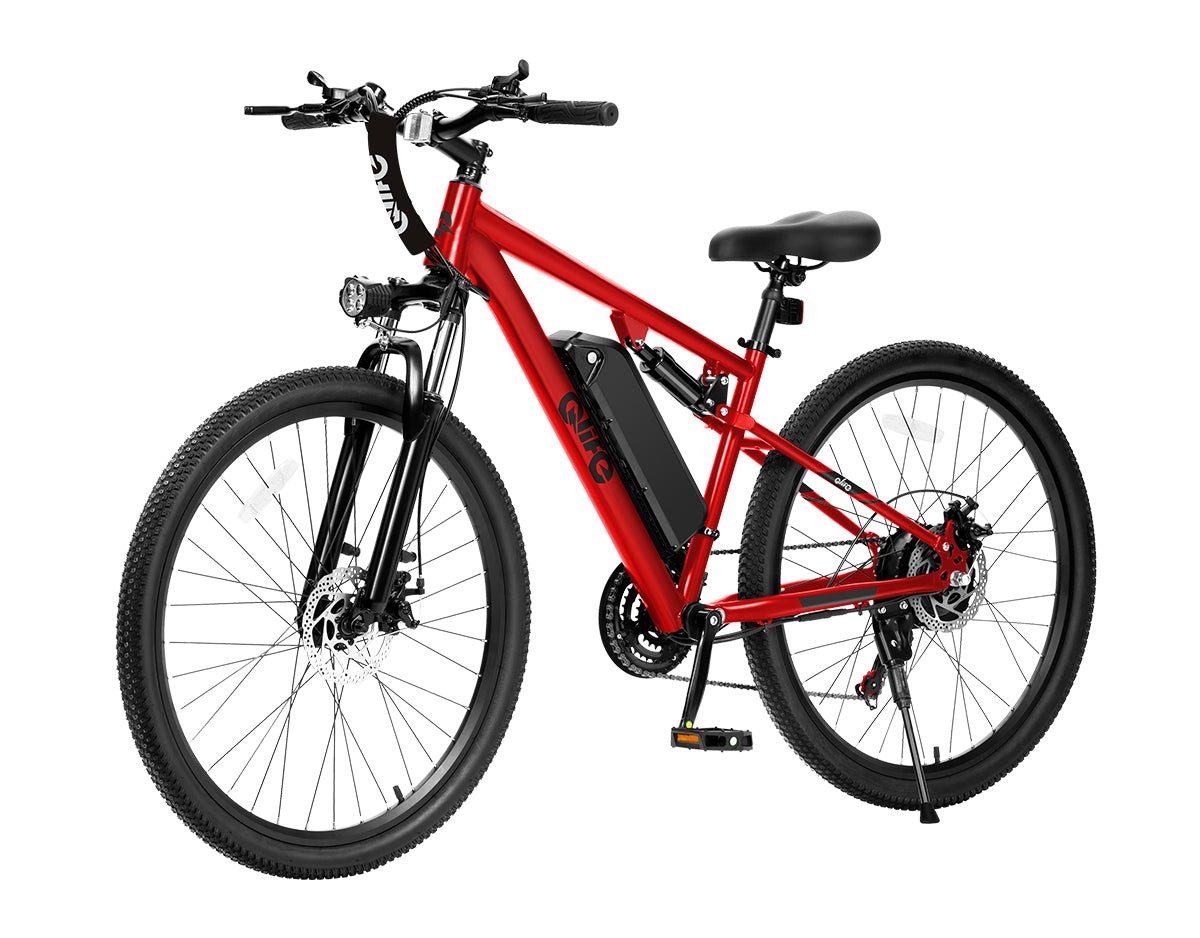 Racer Ultra Step-Over Full-Suspension Mountain eBike for Adults, Standard, Red 2