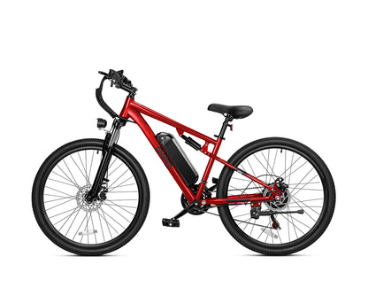 Racer Ultra Step-Over Full-Suspension Mountain eBike for Adults, Standard, Red 3