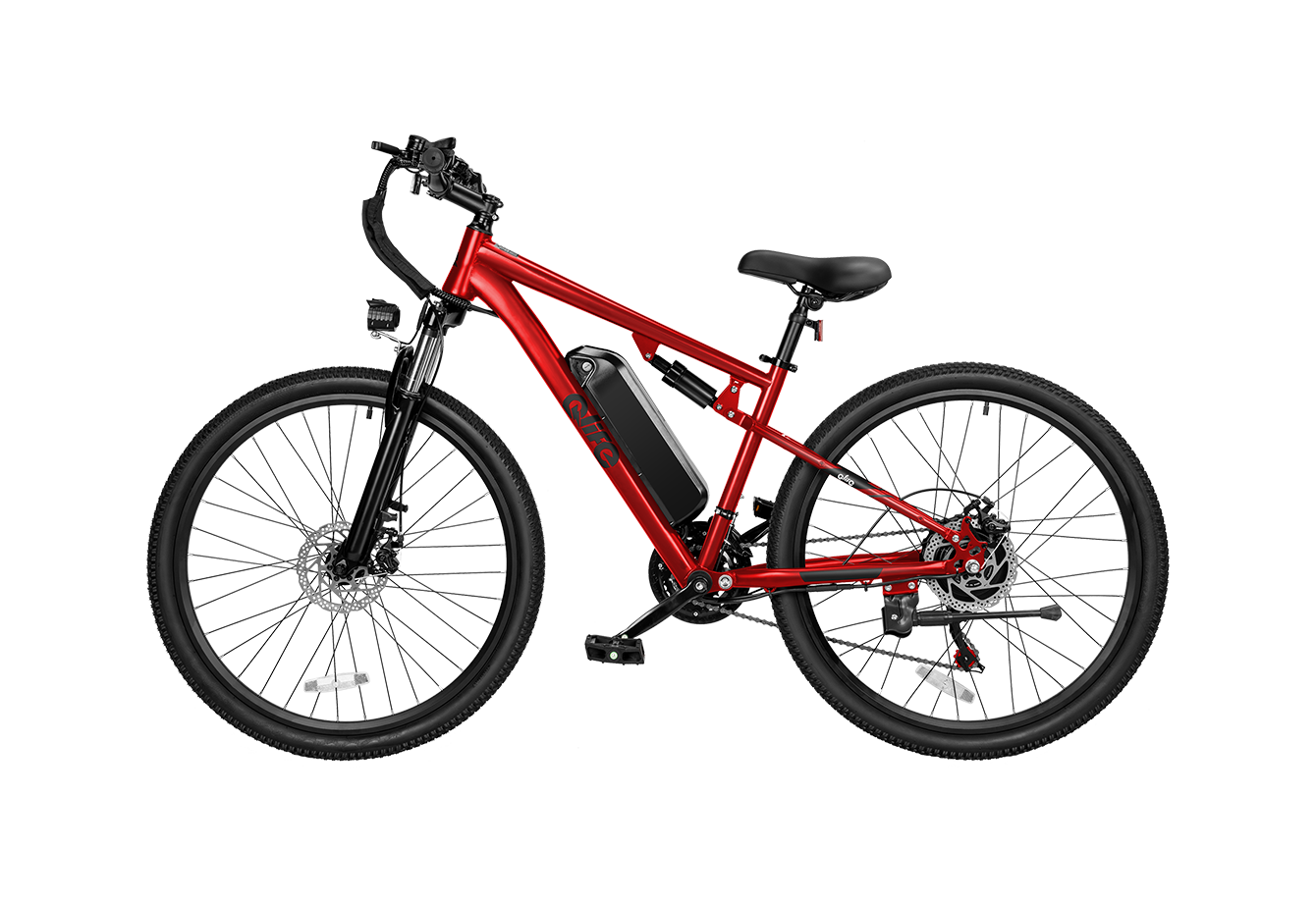 Racer Ultra Step-Over Full-Suspension Mountain eBike for Adults, Standard, Red 6
