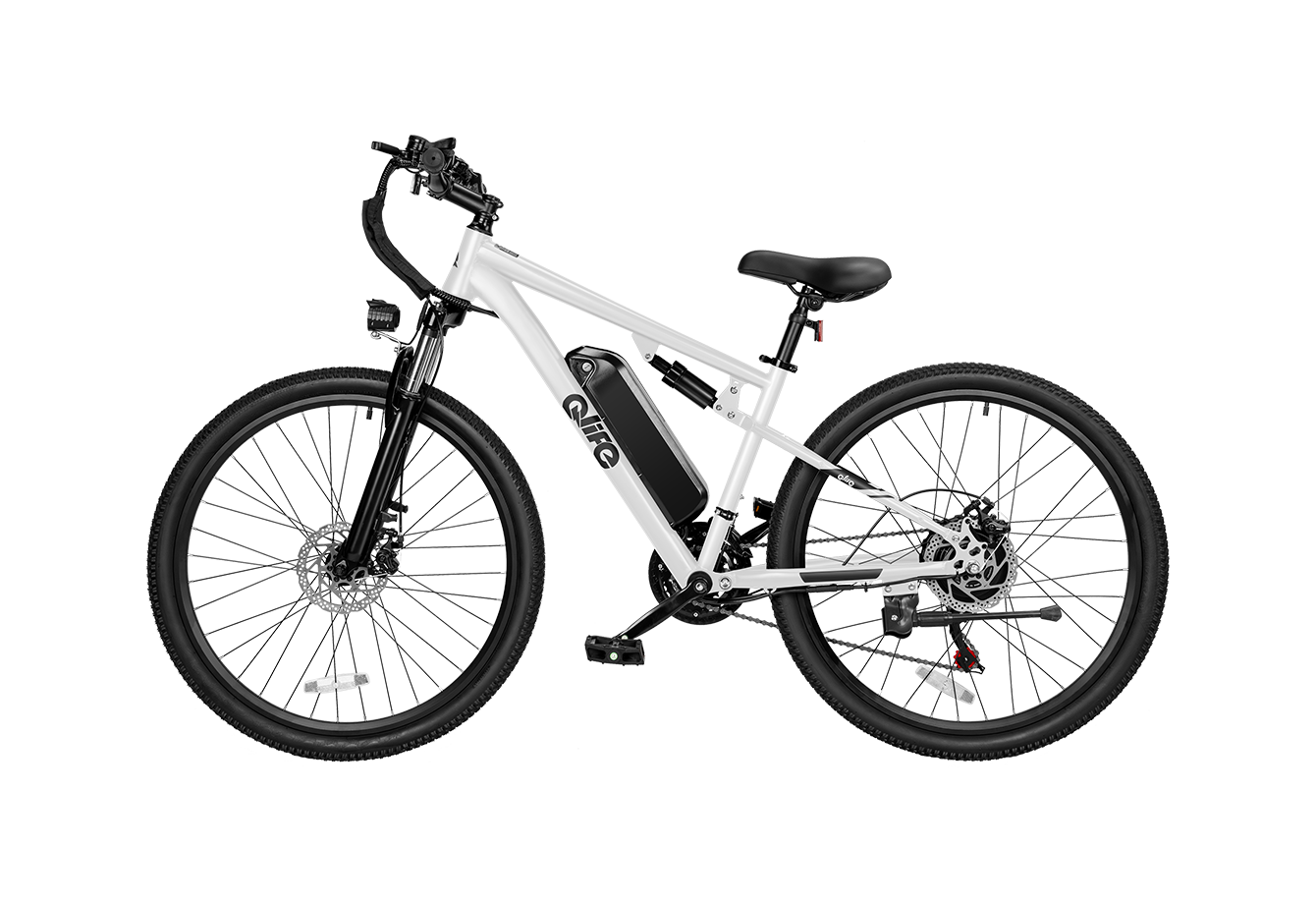 Racer Ultra Step-Over Full-Suspension Mountain eBike for Adults, Standard, White 6